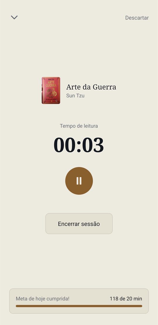 Cronômetro de uma sessão de leitura